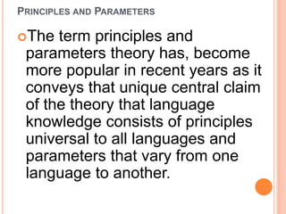 Principles and parameters of grammar report