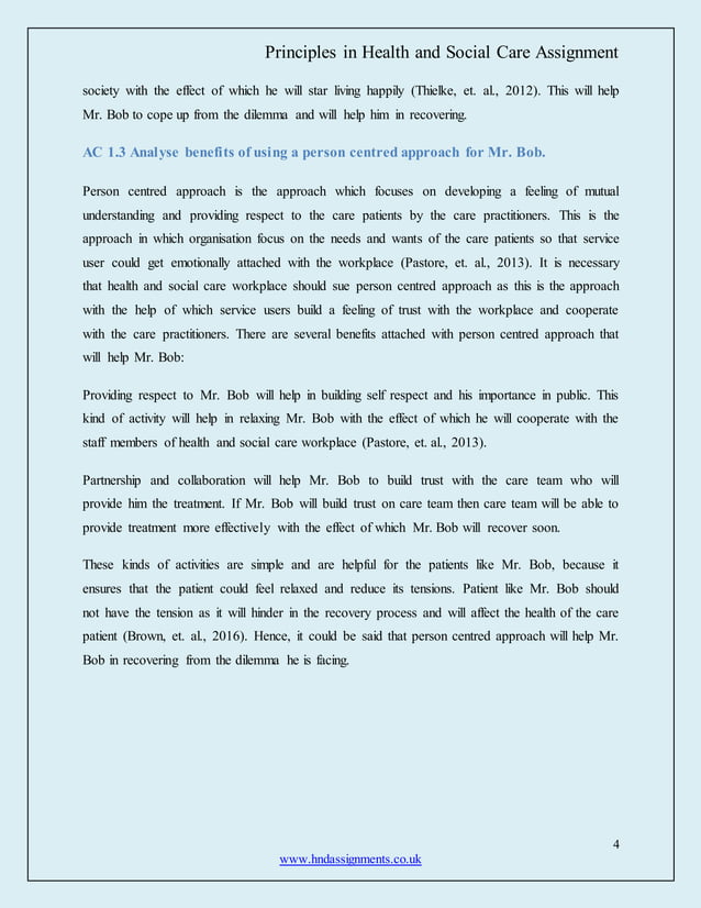 Principles in health and social care assignment | PDF