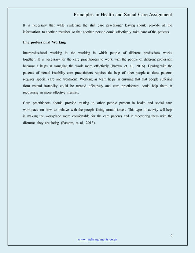 Principles in health and social care assignment | PDF