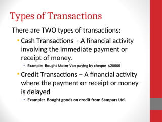 Transaction Type Example Principles of Accounts Effect of transaction | PPT