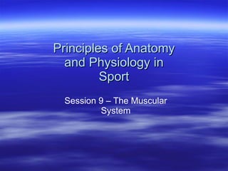 Principles of Anatomy and Physiology in Sport Session 9 – The Muscular System 