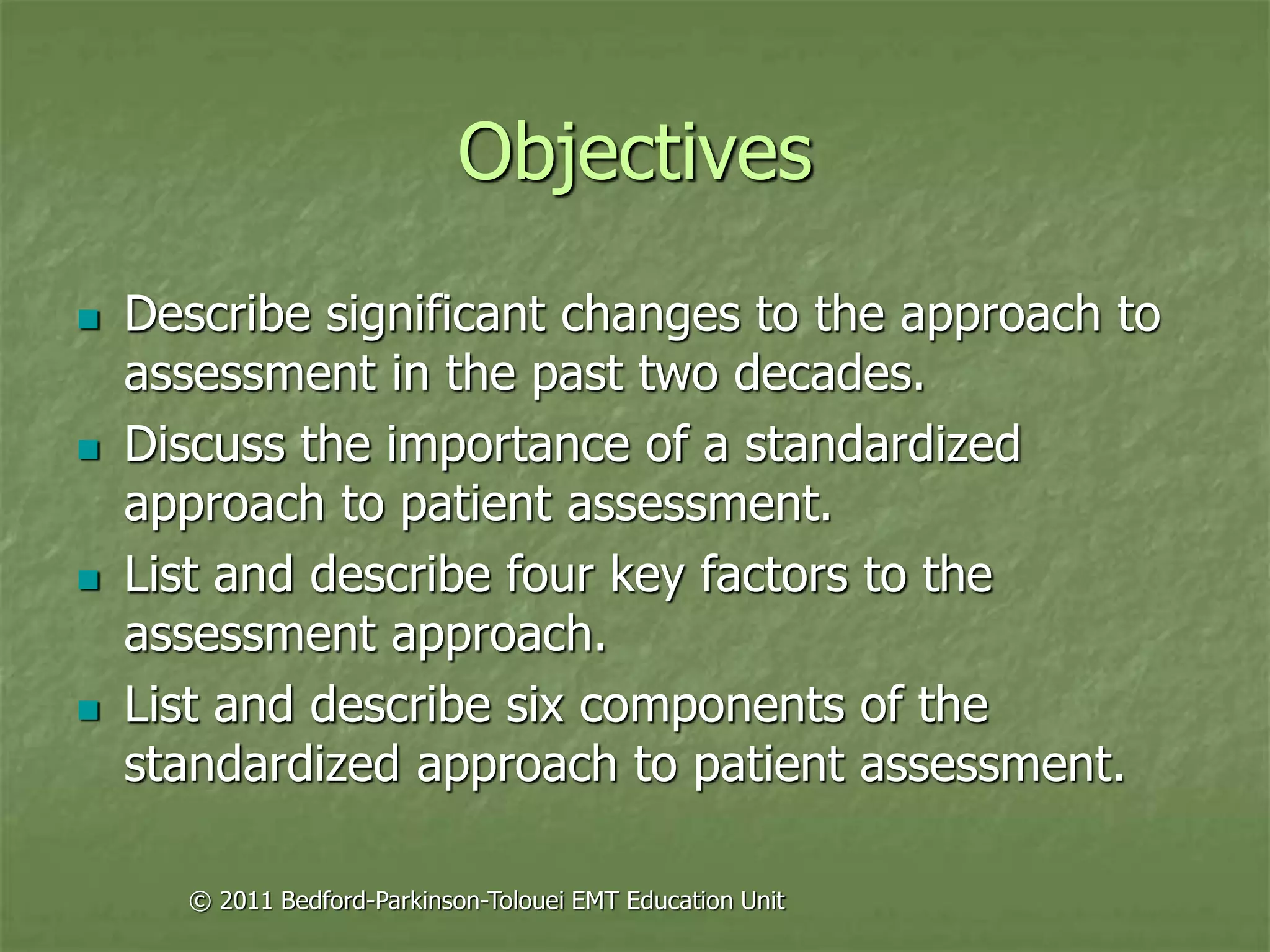 Principles of assessment for ems chapter 01 | PPT
