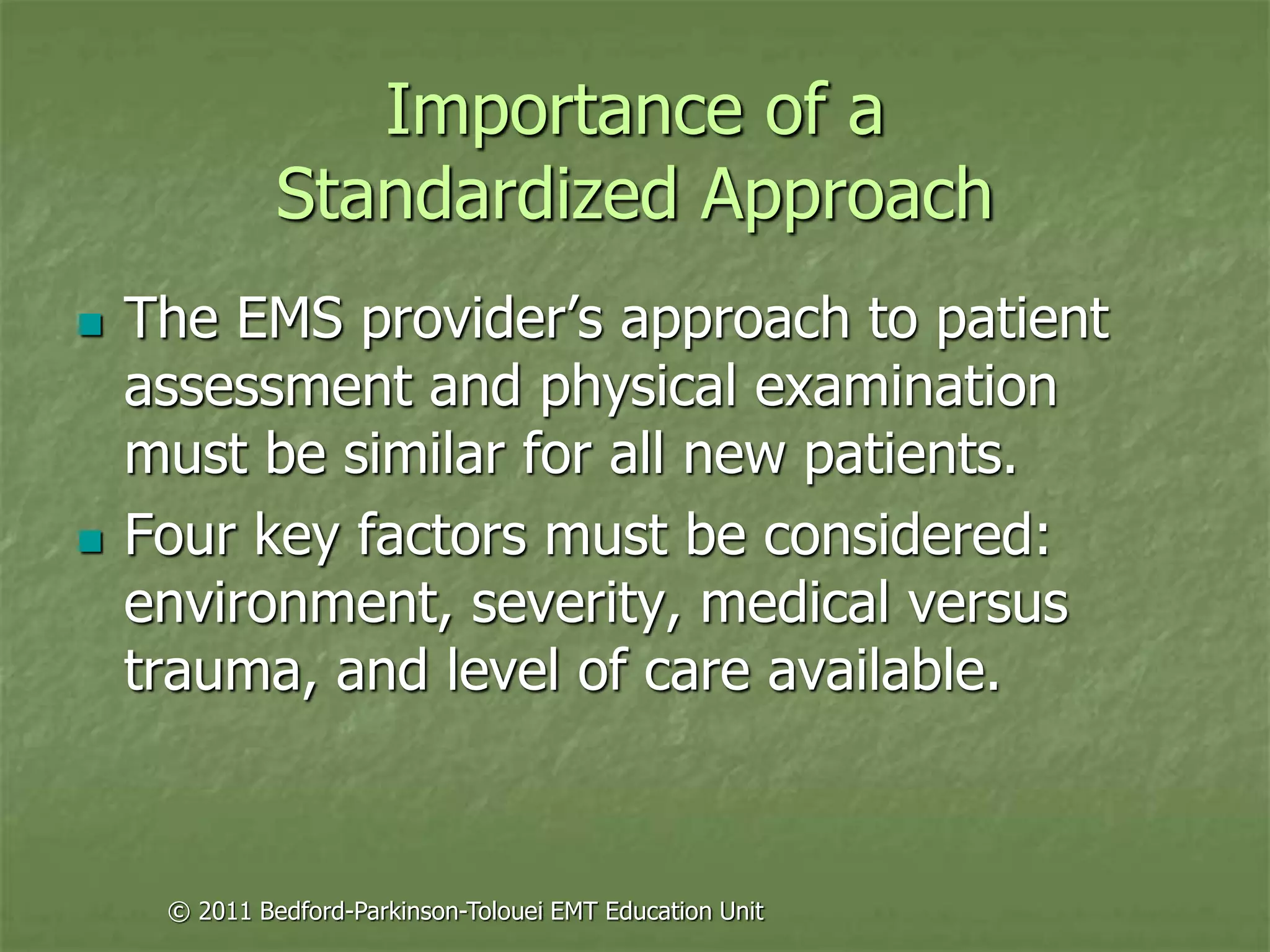 Principles of assessment for ems chapter 01 | PPT