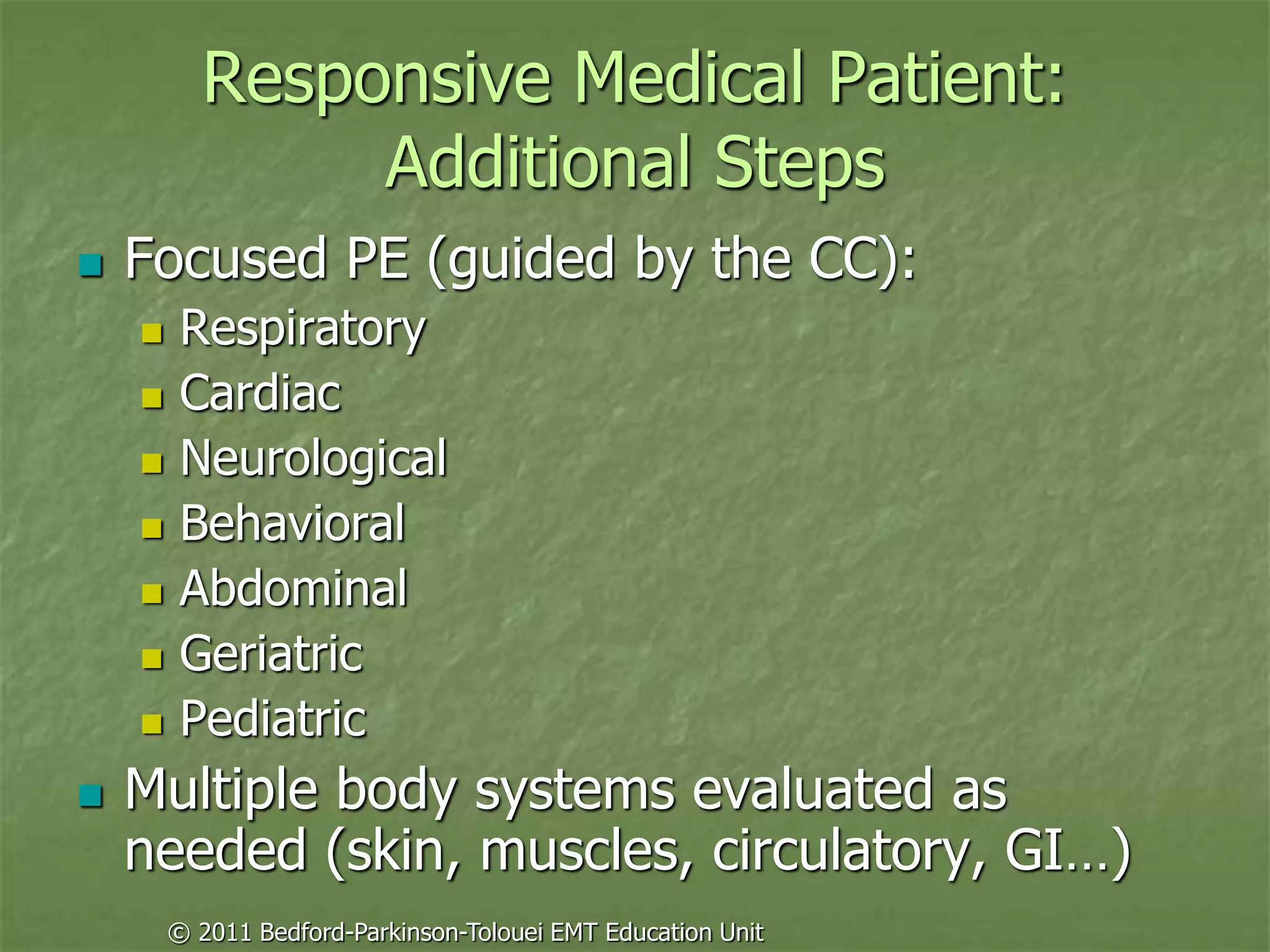 Principles of assessment for ems chapter 09 | PPT