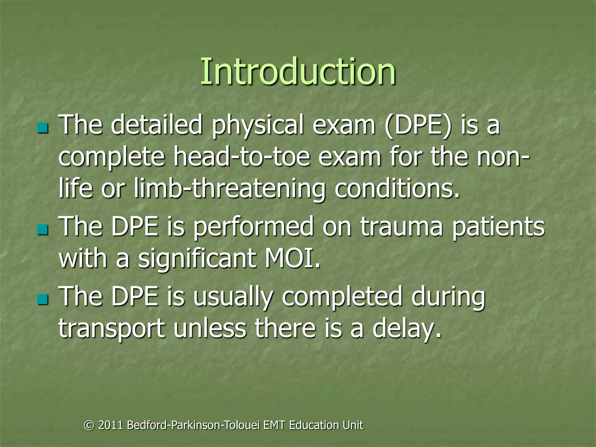 Principles of assessment for ems chapter 11 | PPT