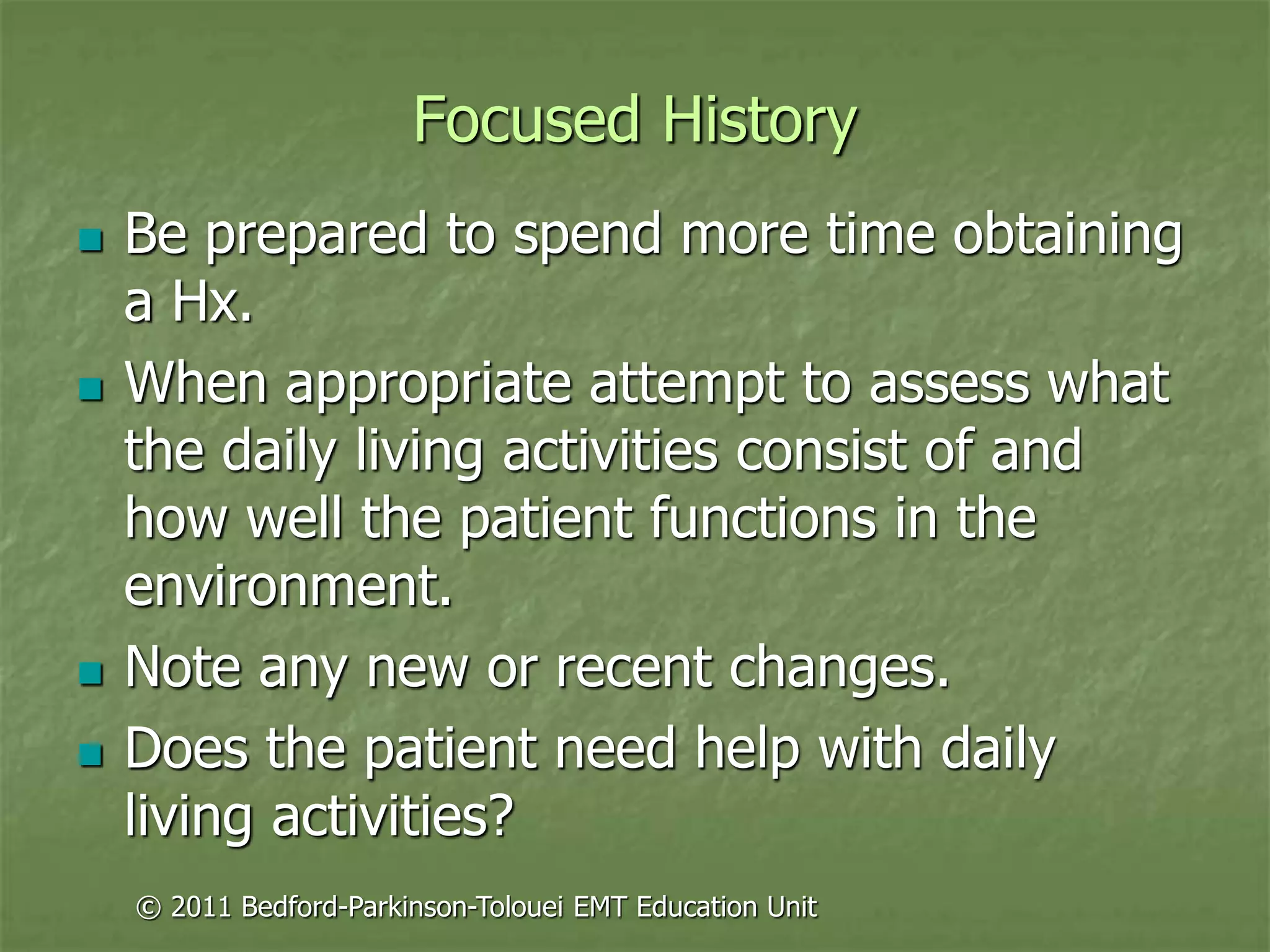 Principles of assessment for ems chapter 19 | PPT