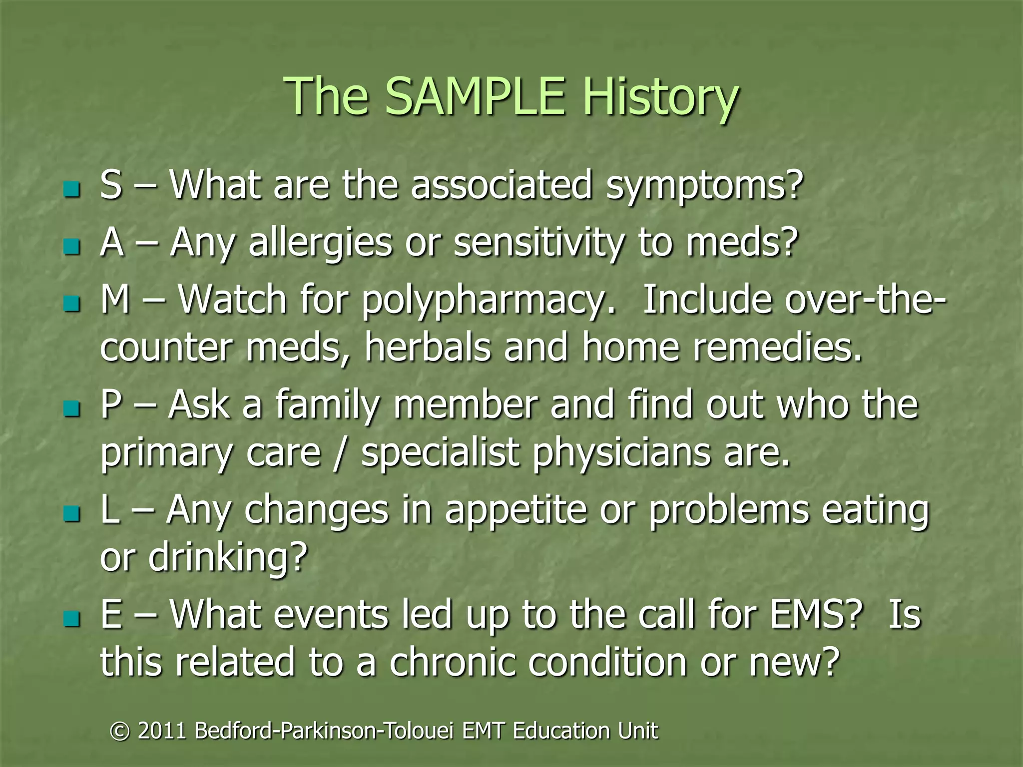 Principles of assessment for ems chapter 19 | PPT