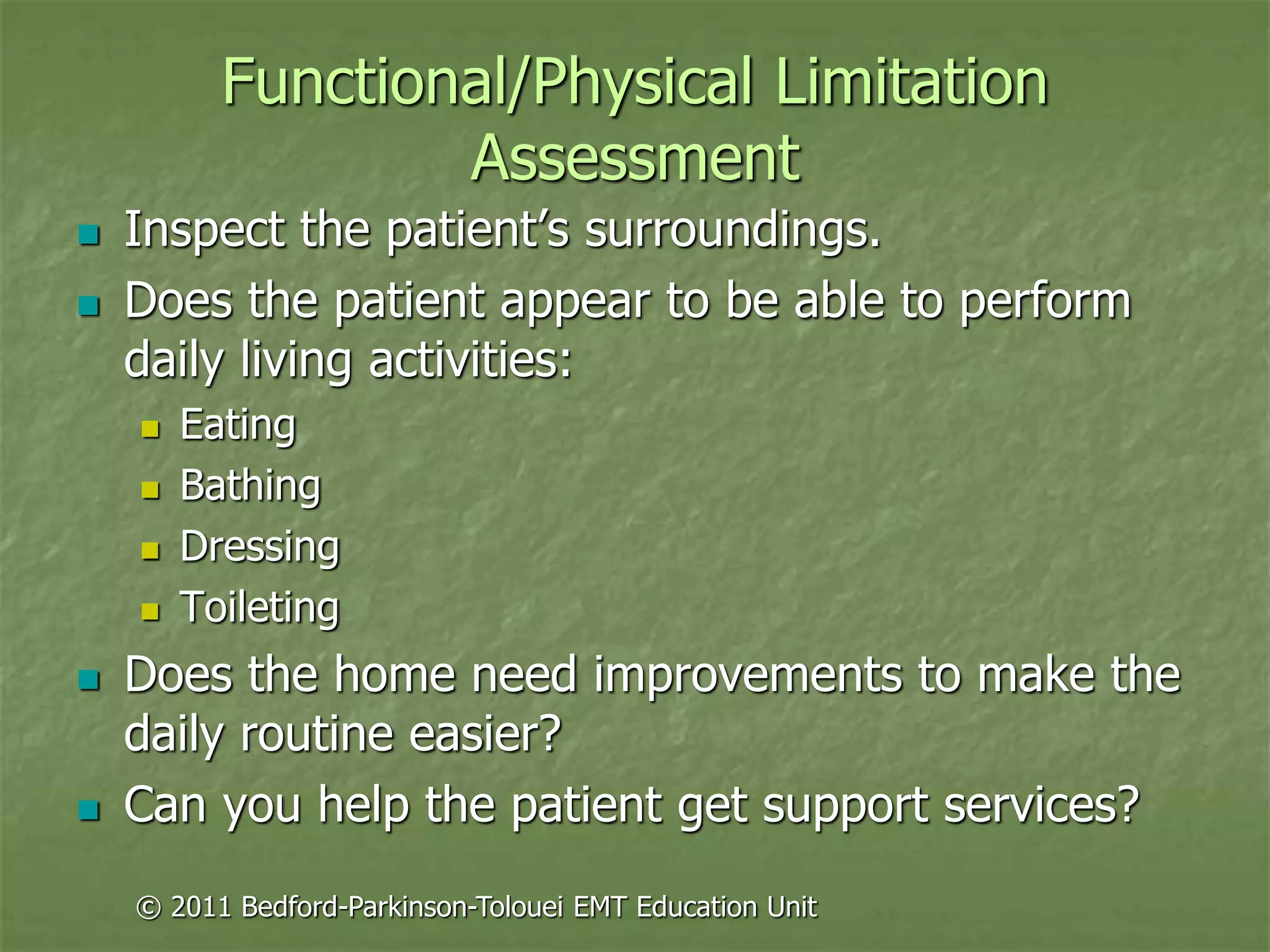 Principles of assessment for ems chapter 19 | PPT