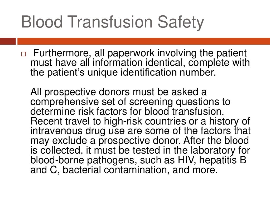 Principles of Blood Transfusion Safety