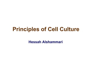 Principles of Cell Culture
Hessah Alshammari
 
