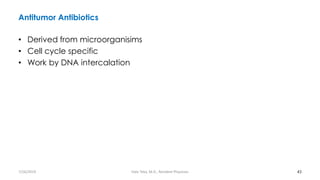 Antitumor Antibiotics
• Derived from microorganisims
• Cell cycle specific
• Work by DNA intercalation
43
7/26/2019 Hale Teka, M.D., Resident Physician
 