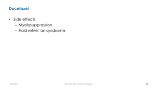 Docetaxel
• Side effects
– Myelosuppression
– Fluid retention syndrome
55
7/26/2019 Hale Teka, M.D., Resident Physician
 