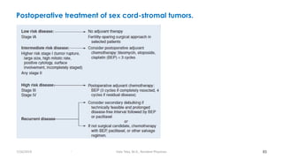 Postoperative treatment of sex cord-stromal tumors.
83
7/26/2019 Hale Teka, M.D., Resident Physician
 