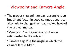 View Point Camera Composition Principles of composition | PDF