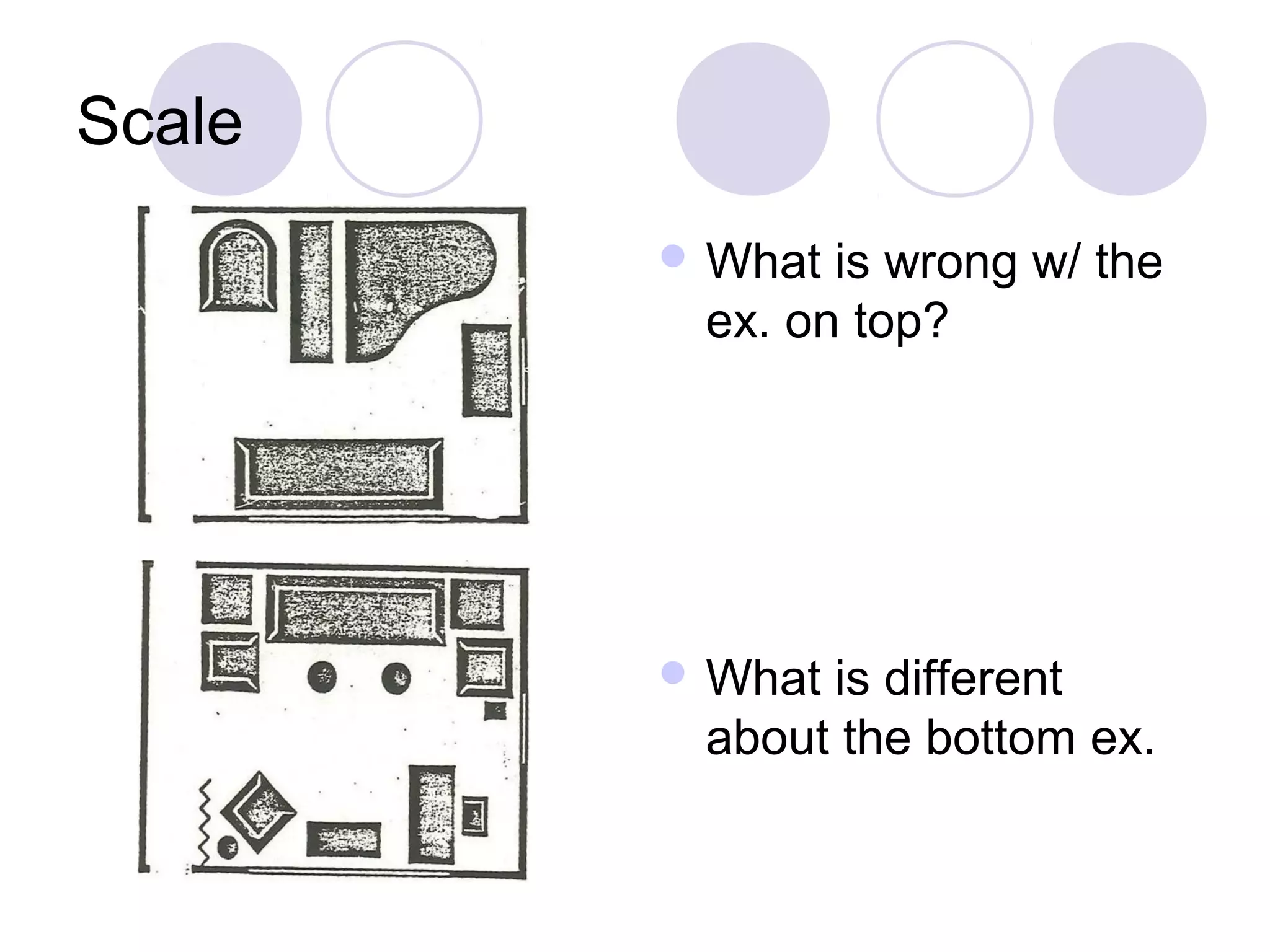 Scale
         What is wrong w/ the
         ex. on top?




         Whatis different
         about the bottom ex.
 