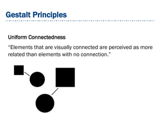 Gestalt Principles
Uniform Connectedness
“Elements that are visually connected are perceived as more
related than elements with no connection.”
 