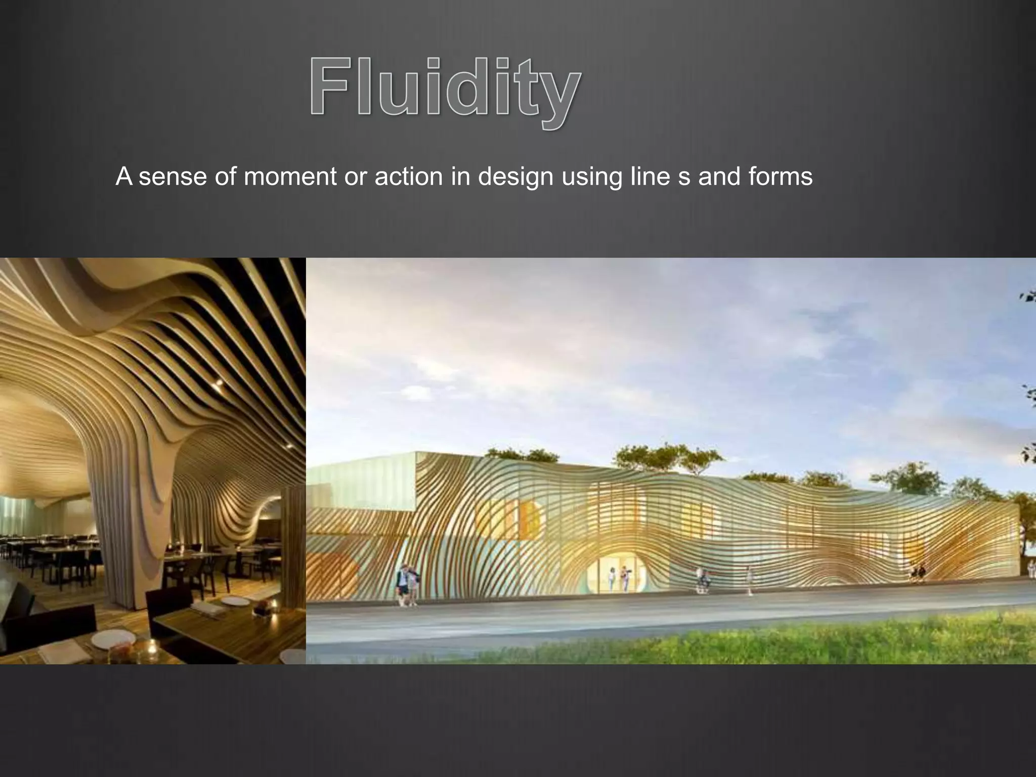 A sense of moment or action in design using line s and forms
 
