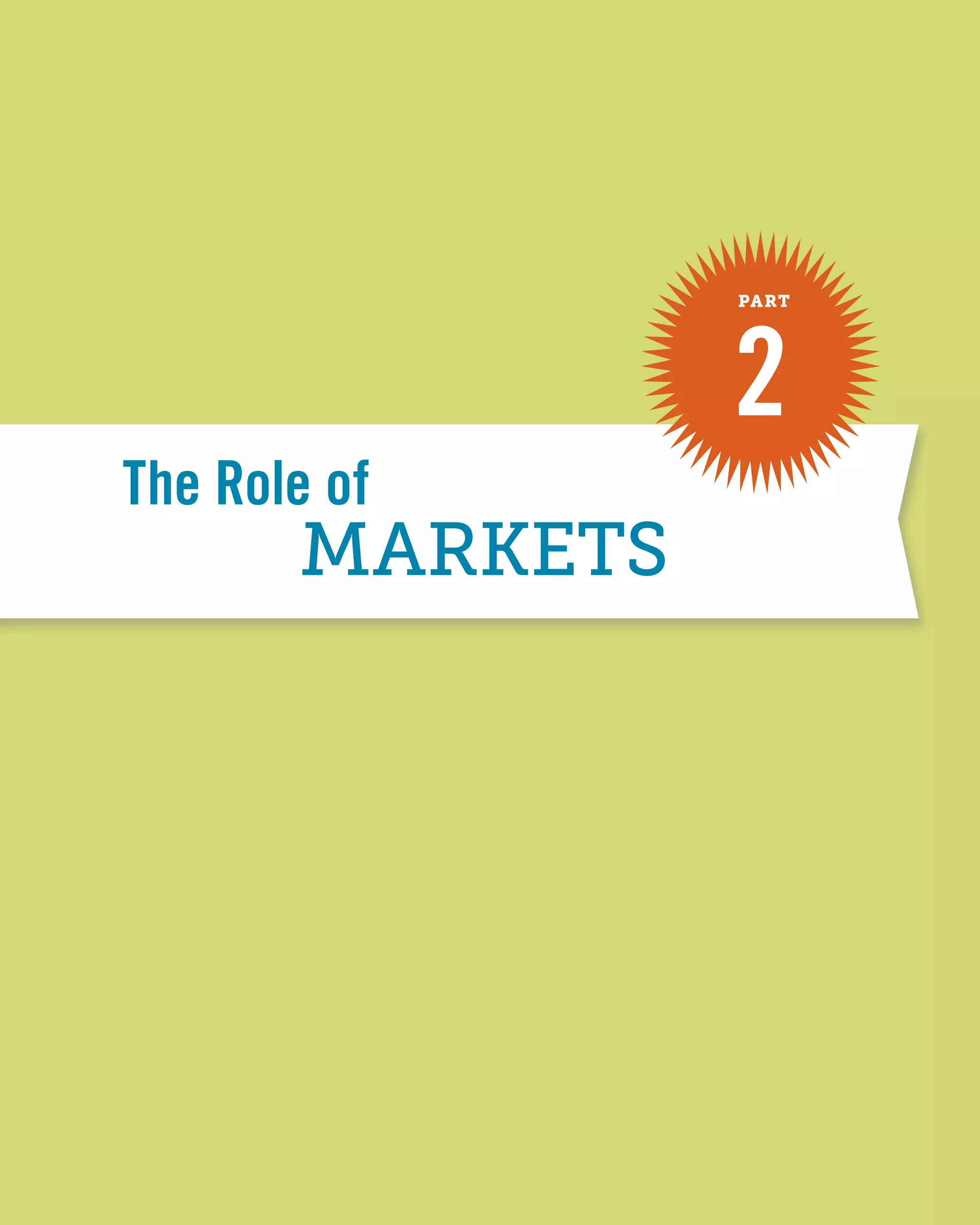 MARKETS
The Role of
2
PART
 
