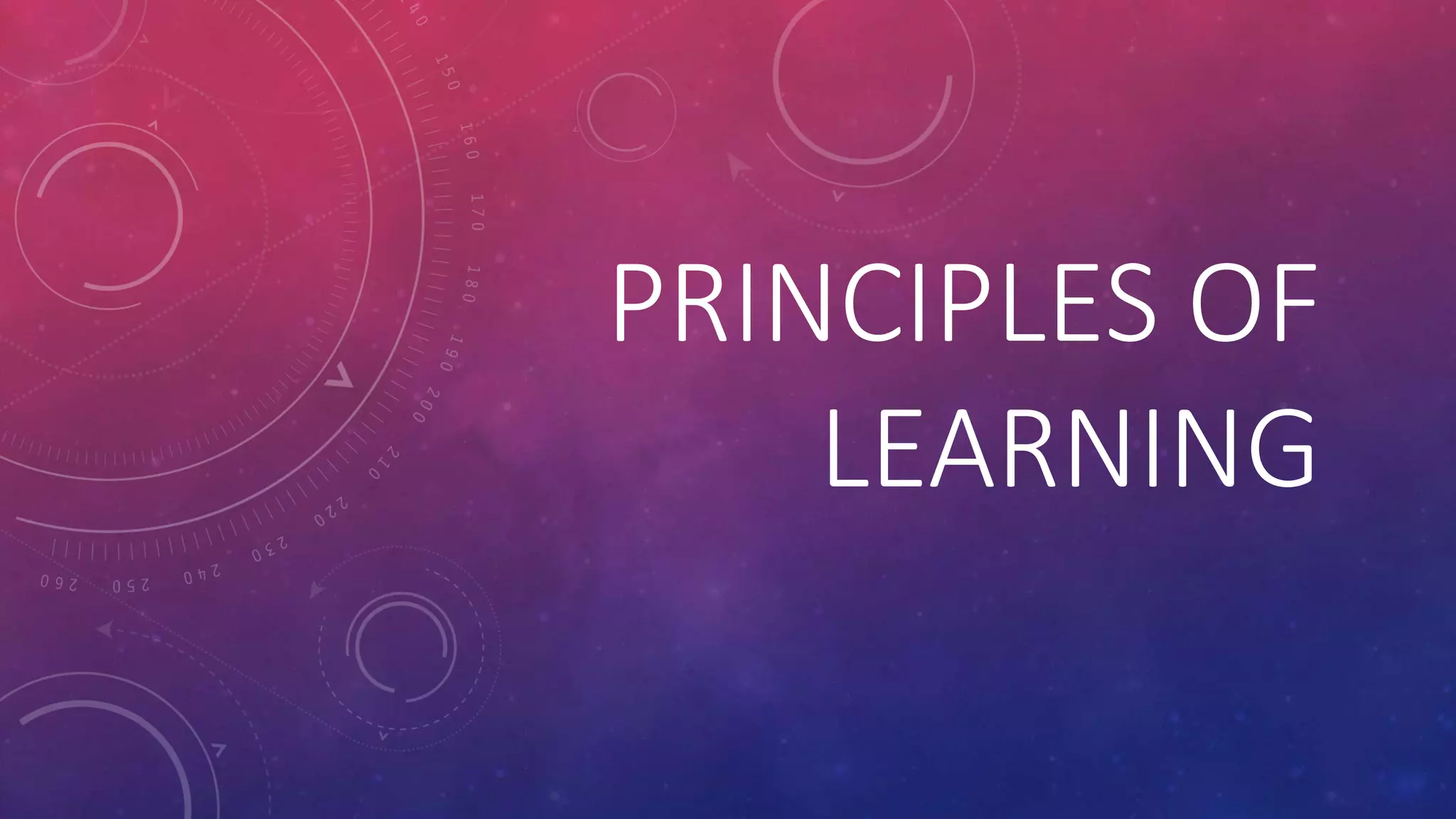 PRINCIPLES OF
LEARNING
 