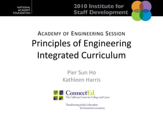 Academy of Engineering SessionPrinciples of Engineering Integrated Curriculum Pier Sun Ho Kathleen Harris 