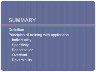 Principles of exercise training and application | PPTX