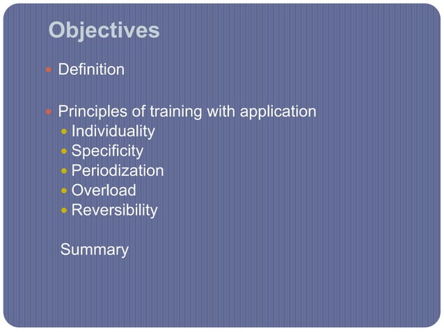 Principles of exercise training and application | PPT