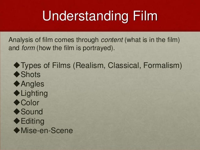 principles of film theory principles of film form