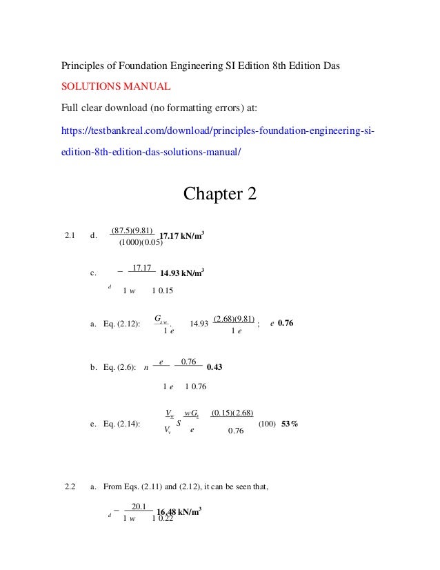 principles of foundation engineering 7th edition download Solution manual for principles of foundation engineering 7th edition ….