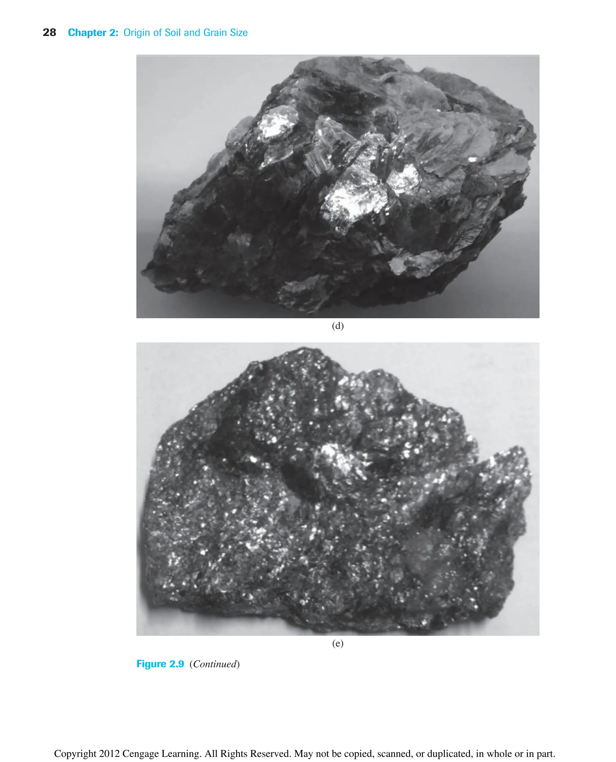 28 Chapter 2: Origin of Soil and Grain Size
Figure 2.9 (Continued)
(d)
(e)
Copyright 2012 Cengage Learning. All Rights Reserved. May not be copied, scanned, or duplicated, in whole or in part.
 