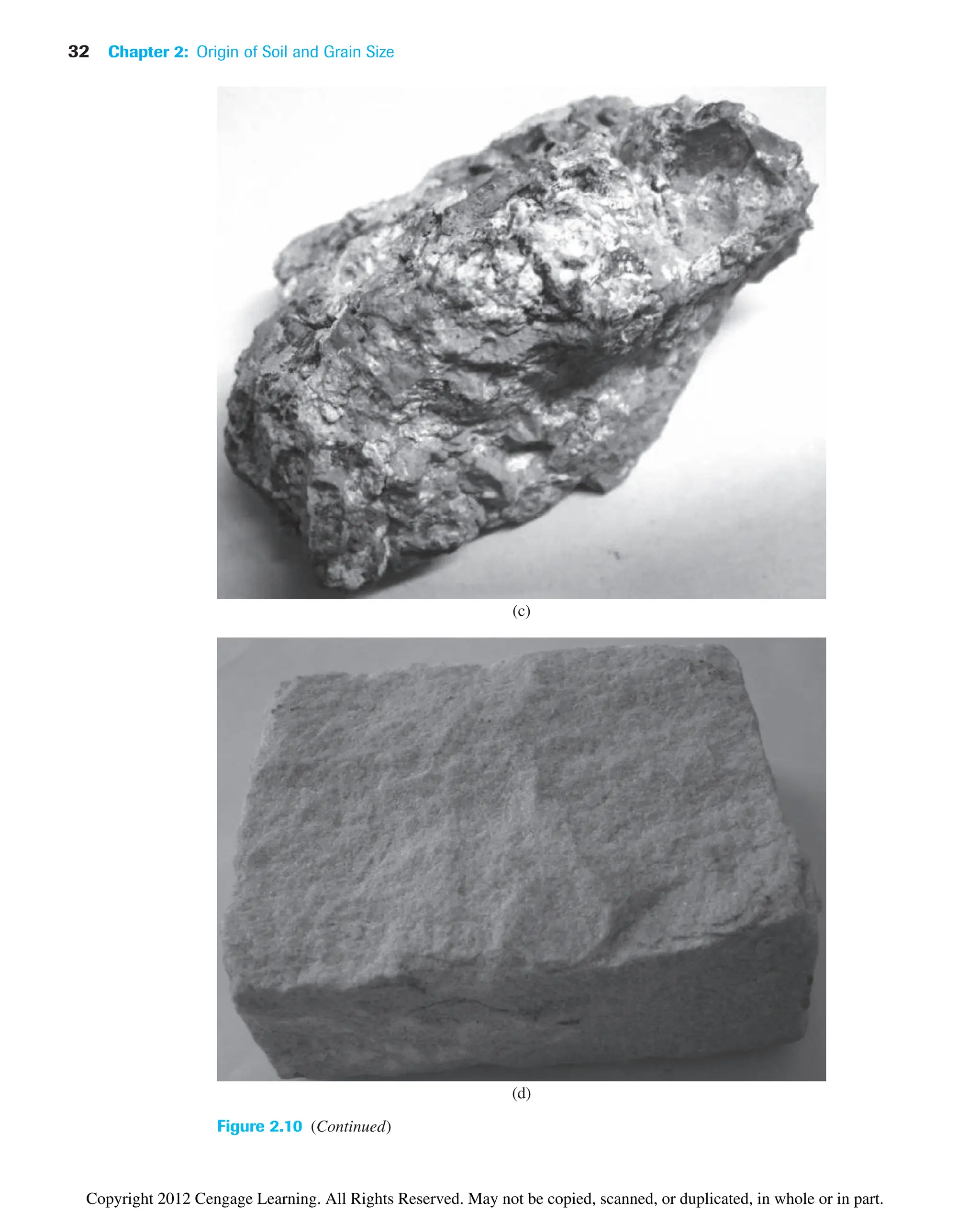 32 Chapter 2: Origin of Soil and Grain Size
Figure 2.10 (Continued)
(c)
(d)
Copyright 2012 Cengage Learning. All Rights Reserved. May not be copied, scanned, or duplicated, in whole or in part.
 