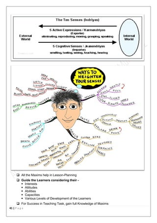 41 | P a g e
 All the Maxims help in Lesson-Planning
 Guide the Learners considering their -
 Interests
 Attitudes
 Abilities
 Capacities
 Various Levels of Development of the Learners
 For Success in Teaching Task, gain full Knowledge of Maxims
 