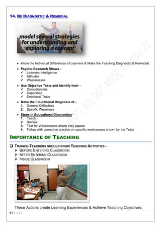 Principles of Good Teaching & Learning