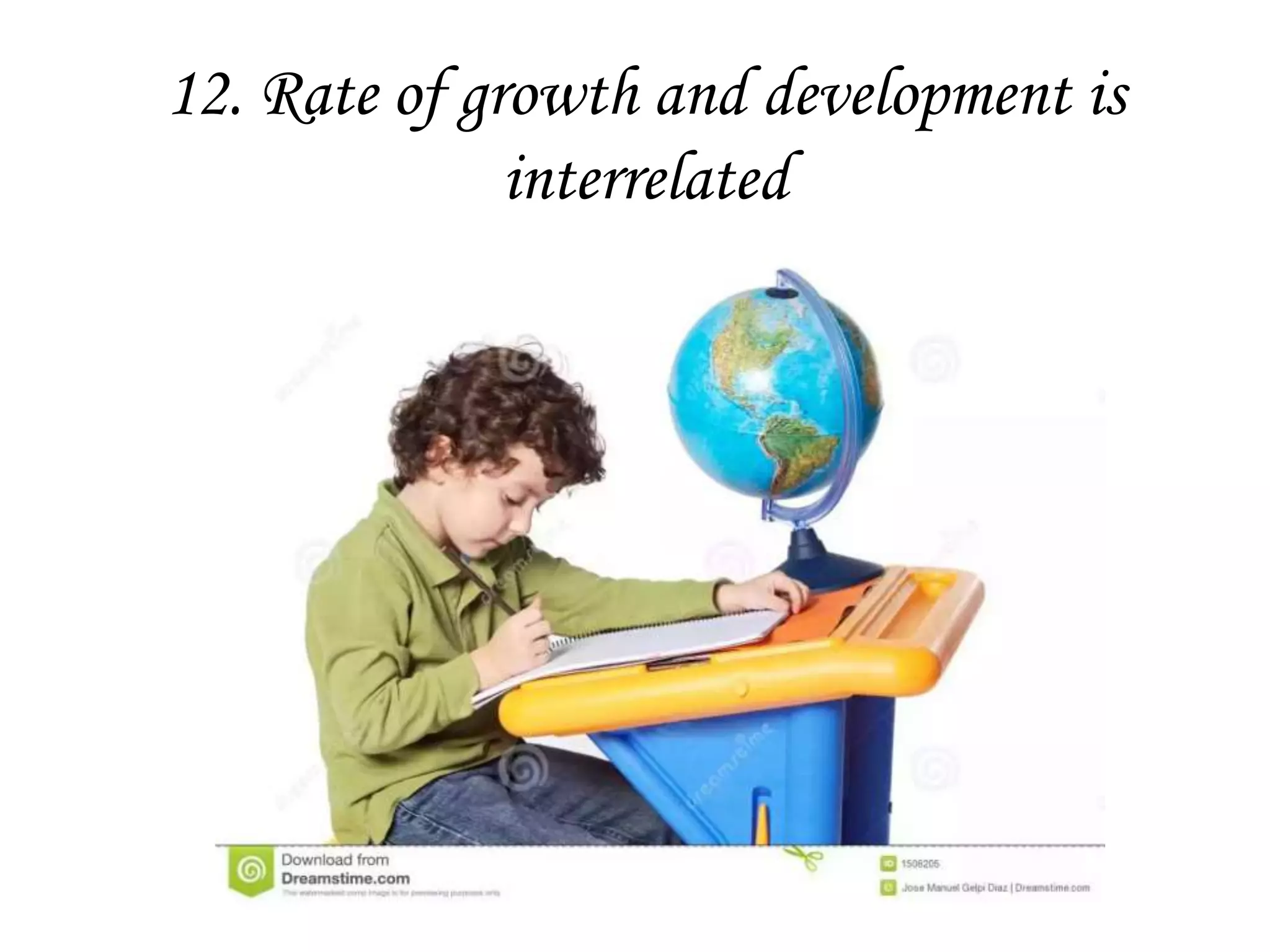 12. Rate of growth and development is
interrelated
 