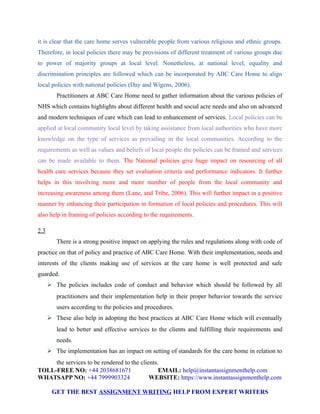 Principles of Health and Social Care Sample Assignment | PDF