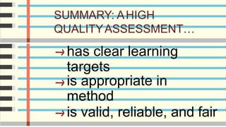 Principles and Characteristics of High Quality Student Assessments | PDF