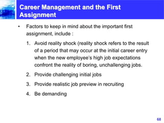 68www.exploreHR.org
Career Management and the First
Assignment
• Factors to keep in mind about the important first
assignm...