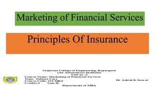 Principles Of Insurance
Marketing of Financial Services
 