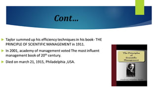 Principles of Management by Fredrick Winslow Taylor | PPT