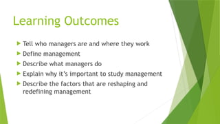 PRINCIPLES OF MANAGEMENT CHAPTER 1 MANAGERS AND MANAGEMENT.pptx