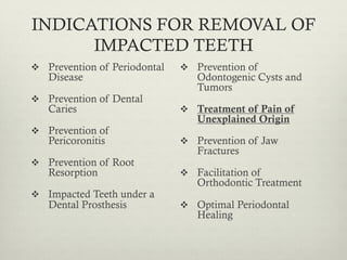 Principles of Management of Impacted Teeth Part I | PDF