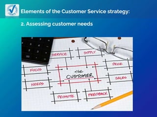 Elements of the Customer Service strategy:
2. Assessing customer needs
 