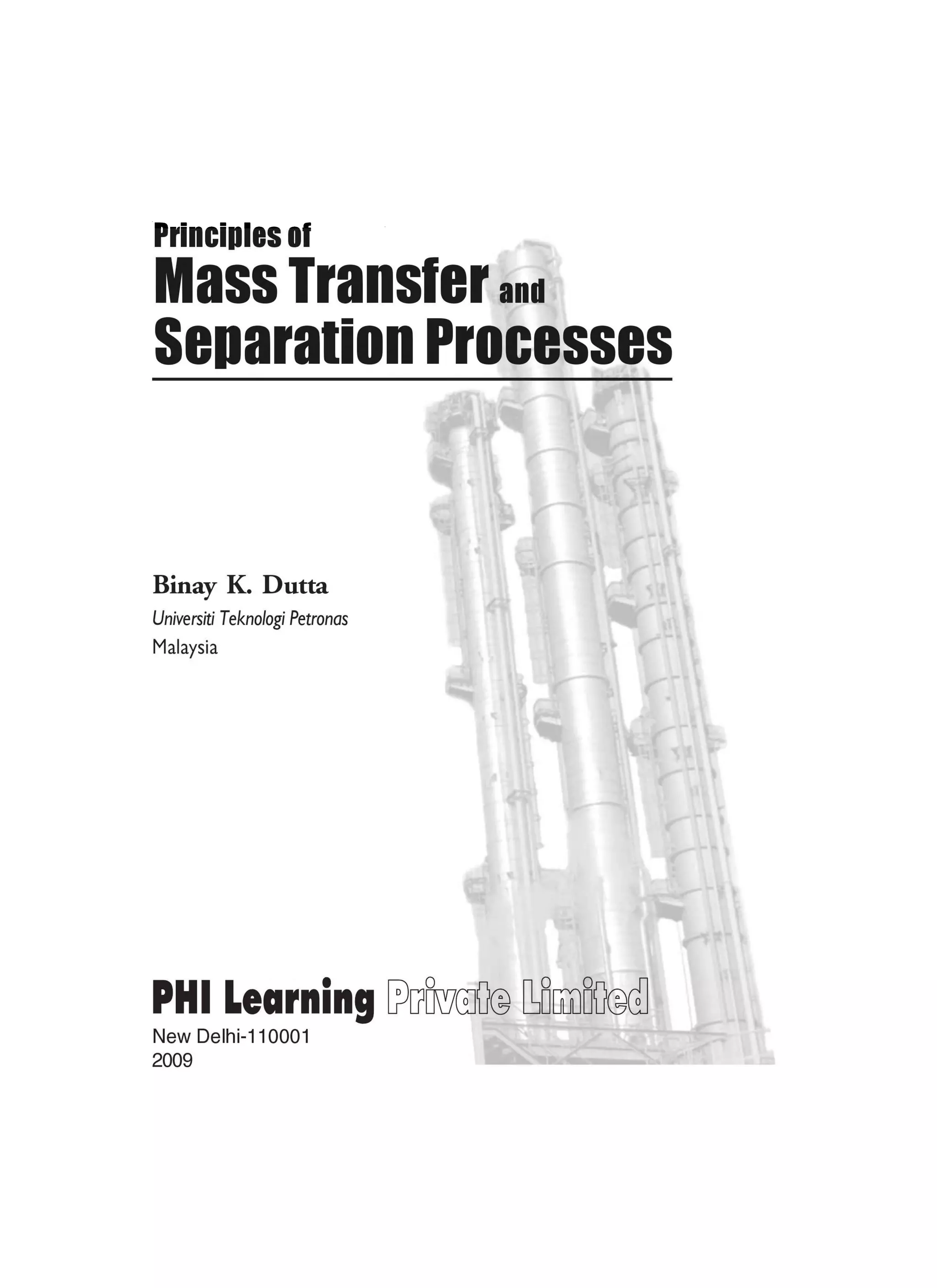 Principles of mass transfer and separation process bkd  b k dutta 