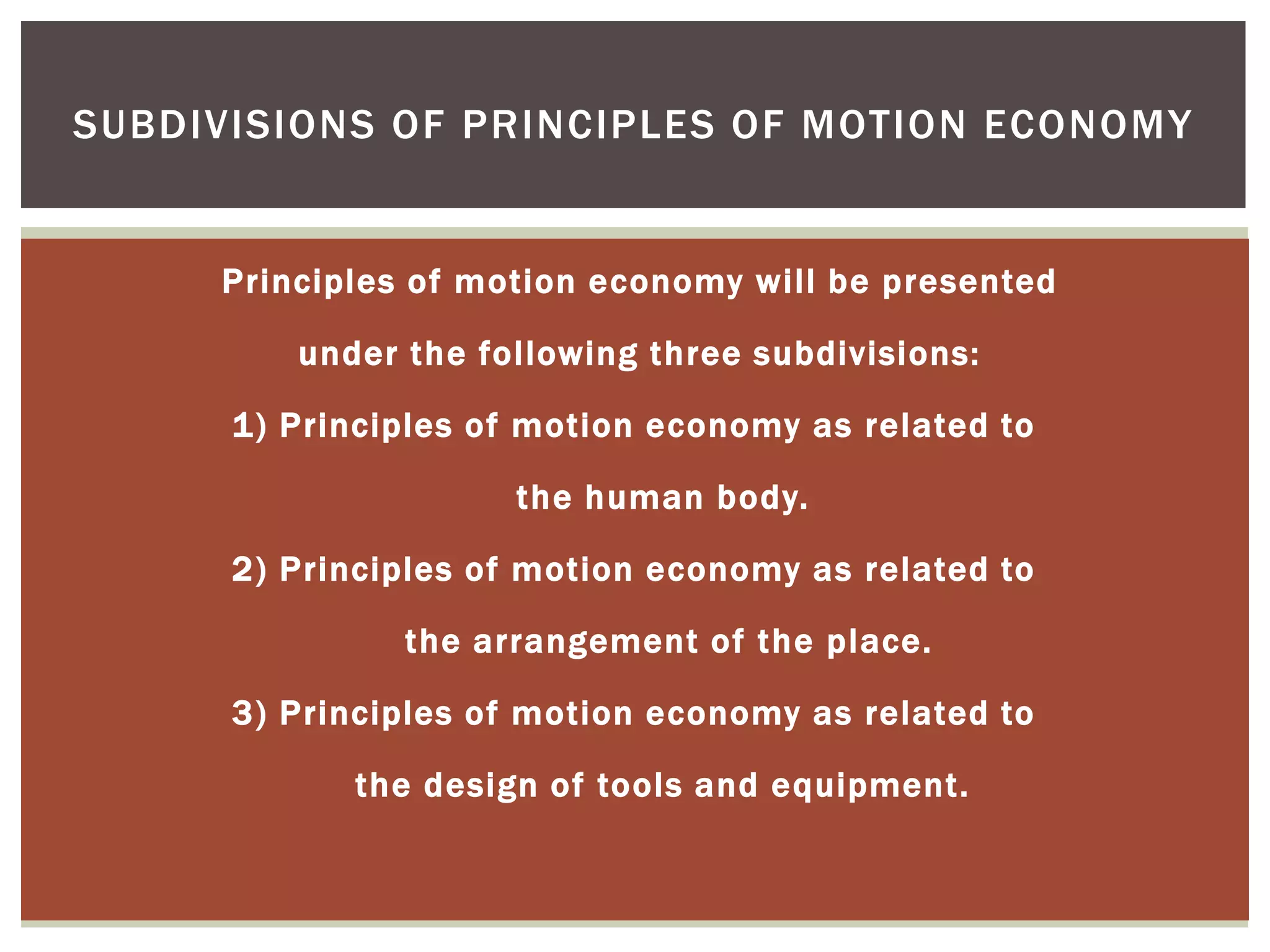 Principles of Motion Economy