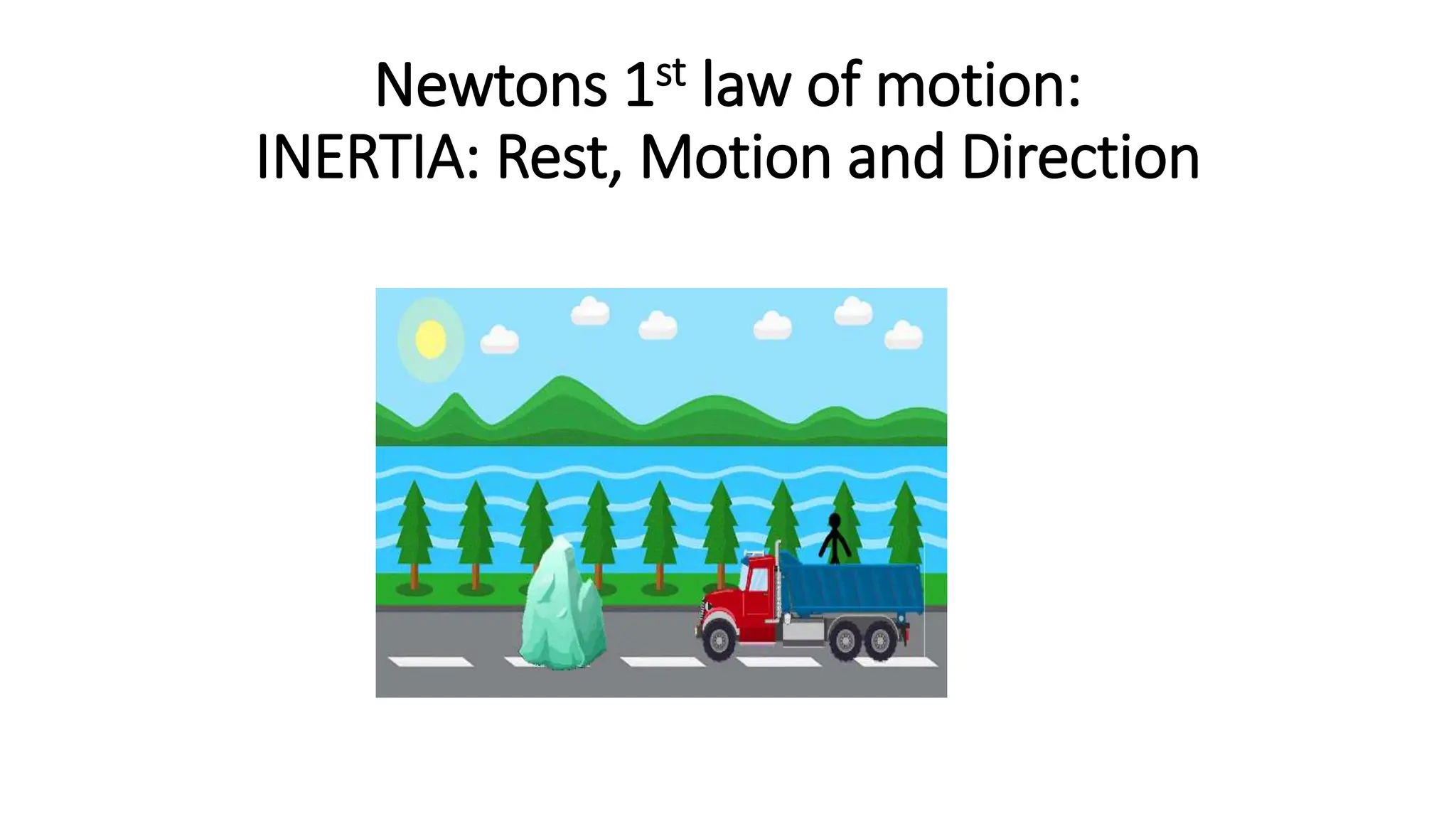 Newtons 1st law of motion:
INERTIA: Rest, Motion and Direction
 