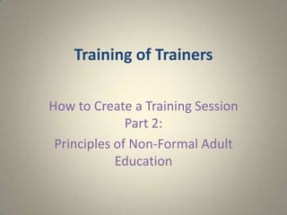 principles of non formal education