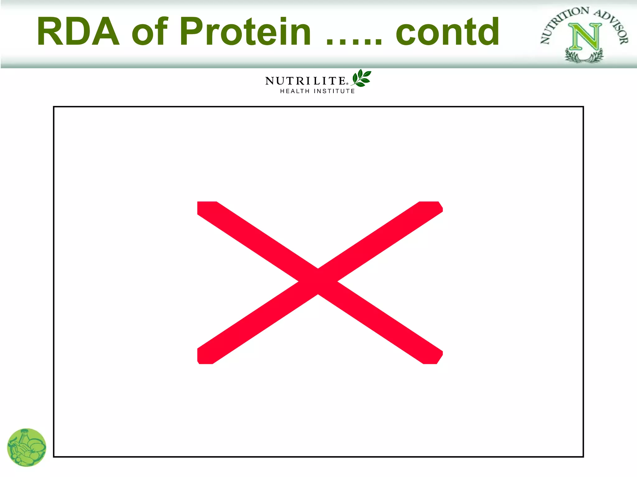 RDA of Protein ….. contd
 