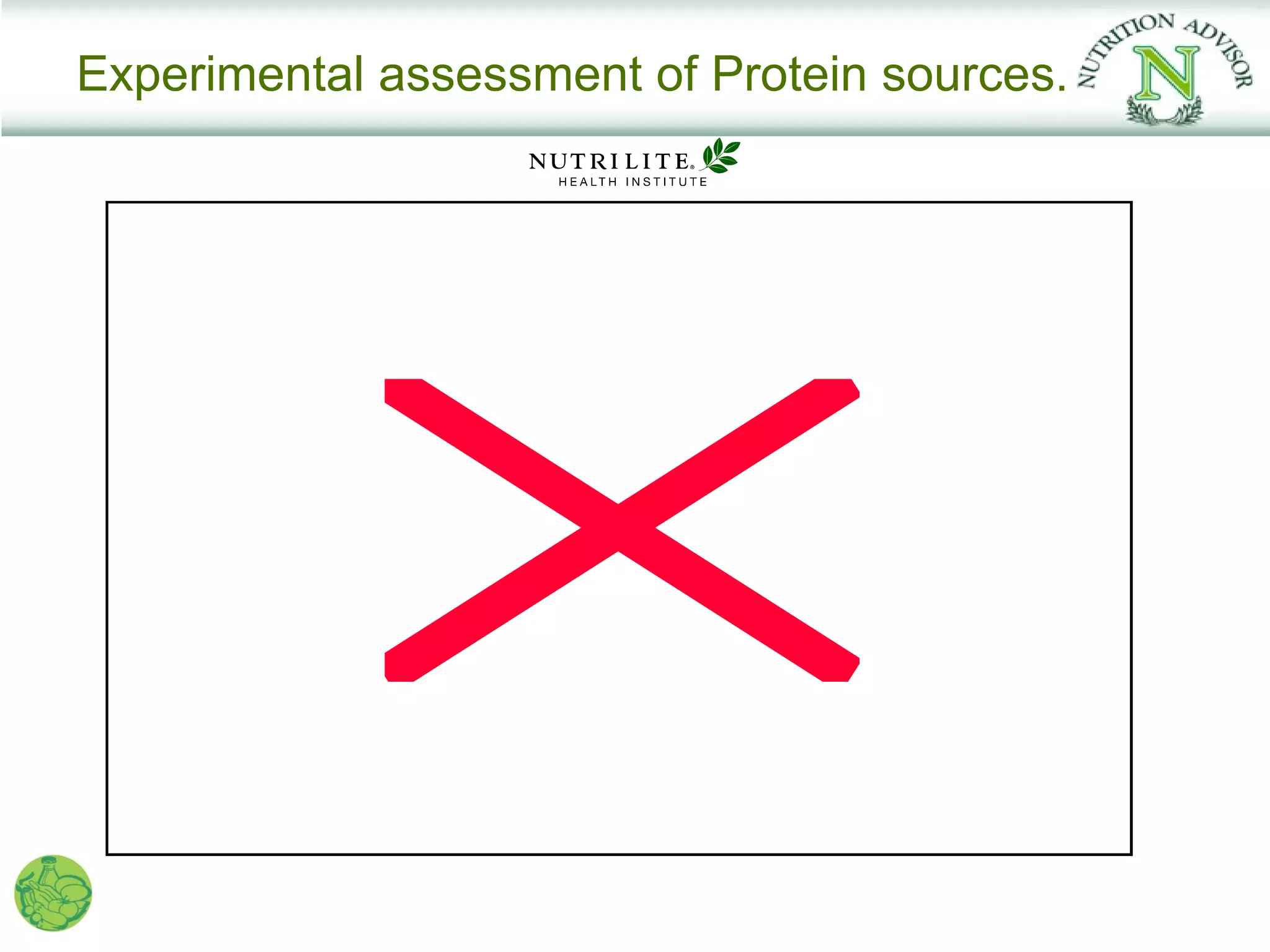 Experimental assessment of Protein sources.
 