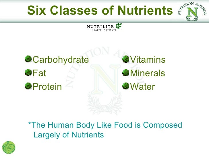 6 classes of nutrients