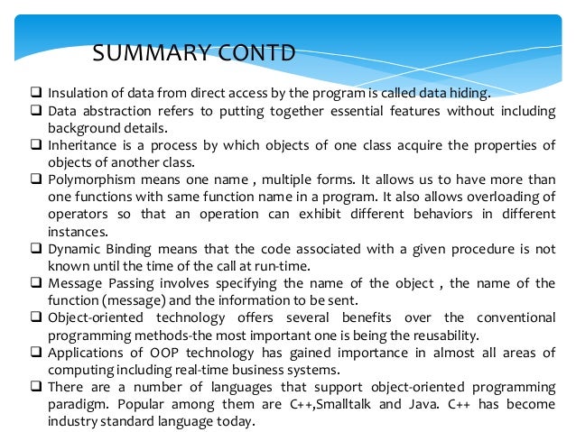 Principles of object oriented programming