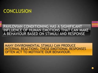 This illustration shows how a dog can learn to salivate to the sound of a tuning fork, an experiment first carried out in the early 1900s by Russian physiologist Ivan Pavlov. (see example)For conditioning to occur, the pairing of the food with the tuning fork (step 3 in the illustration) must be repeated many times, so that the dog eventually learns to associate the two items.(see example)